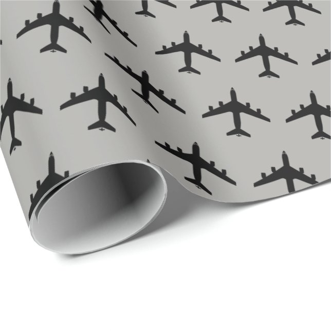 KC-135 Stratotanker Silhouette-Muster Geschenkpapier (Rolleneckpunkt)