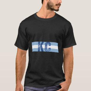 Kc 2 Briefe Kansas City Kc Blue Stripes Kc T-Shirt