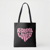 Kdrama Lover Pink Heart Typography Simple Black