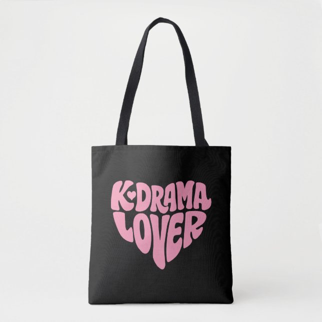 Kdrama Lover Pink Heart Typography Simple Black (Vorderseite)