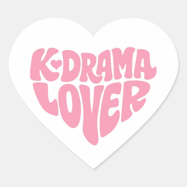 Kdrama Lover Pink Modern Minimalistic Typography Herz-Aufkleber (Vorderseite)