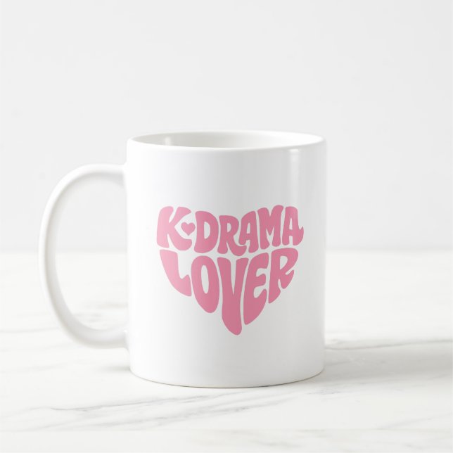 Kdrama Lover Simple Minimal Pink Heart Typography Kaffeetasse (Links)
