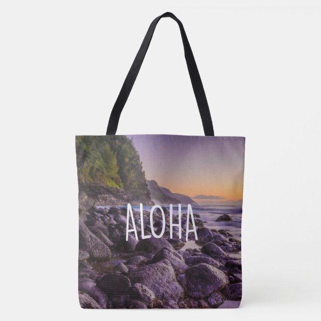 Ke Beach bei Sunrise, Kauai, Hawaiian Beach Bag (Vorderseite)
