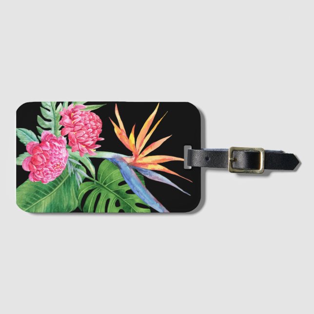 Kealani (Black) Hawaii-Blume Gepäckanhänger (Vorderseite (Horizontal))