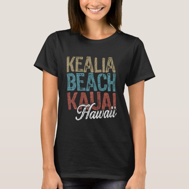 Kealia Beach KAUAI Hawaii HIBISCUS & SCRIPT Three  T-Shirt (Vorderseite)