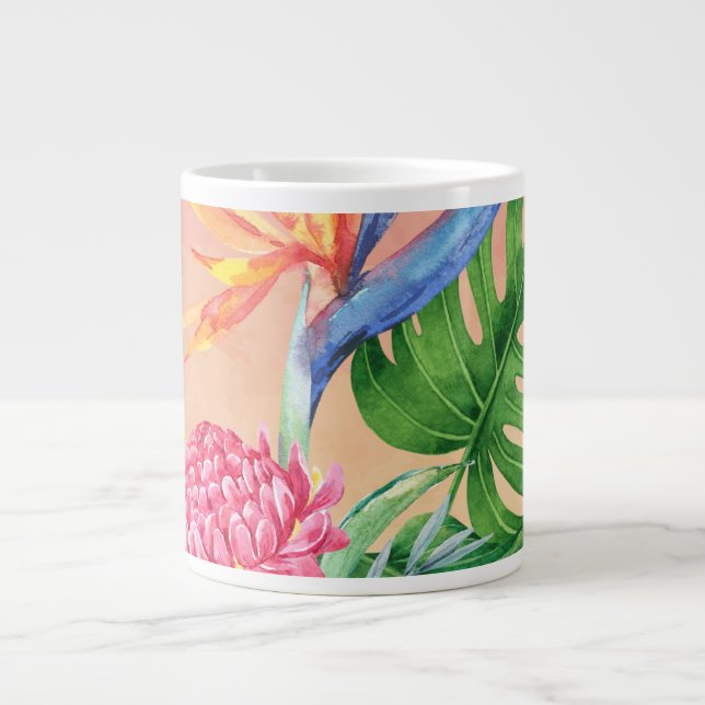 Kealoha- (Sunset Pink) Hawaiianische Blume Jumbo-Tasse (Vorderseite)