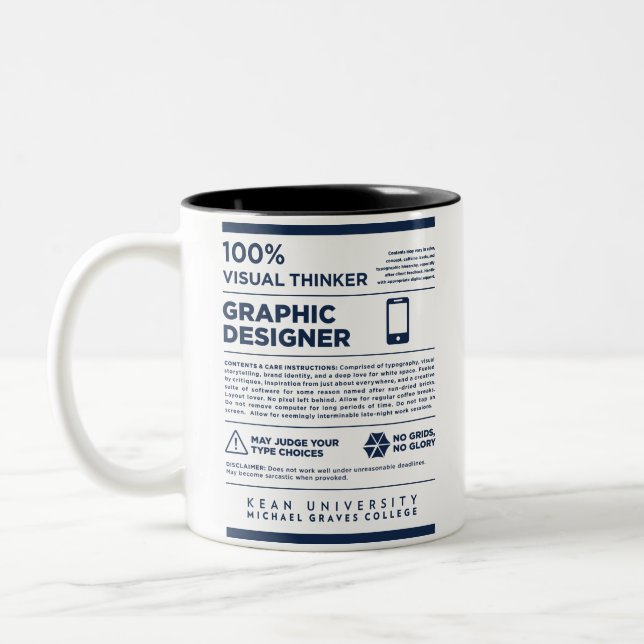 Kean MGC Care Label Grafikdesign Tasse (Links)