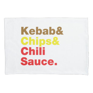 Kebab & Chips & Chili Sauce. Kissenbezug