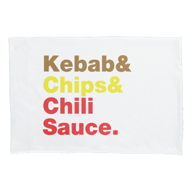 Kebab & Chips & Chili Sauce. Kissenbezug (Vorderseite)