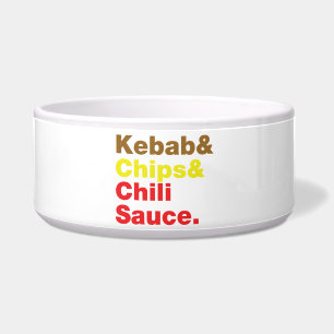 Kebab & Chips & Chili Sauce. Napf