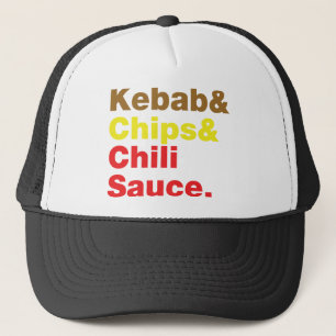 Kebab & Chips & Chili Sauce. Truckerkappe