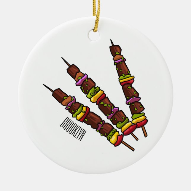 Kebab- oder kabob-Cartoon-Abbildung Keramik Ornament (Vorne)