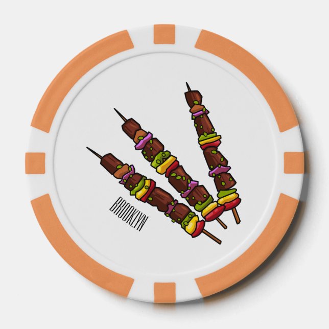 Kebab- oder kabob-Cartoon-Abbildung Pokerchips (Vorderseite)