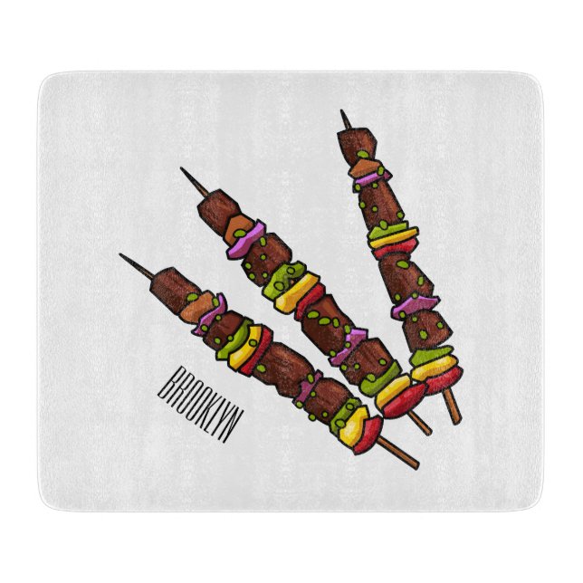 Kebab- oder kabob-Cartoon-Abbildung Schneidebrett (Vorderseite)
