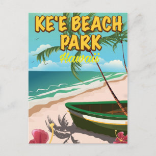 kee Beach Park Hawaii Reiseplakat Postkarte