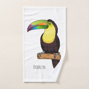 Keel-Blau-Tucan-Cartoon-Abbildung Badhandtuch Set