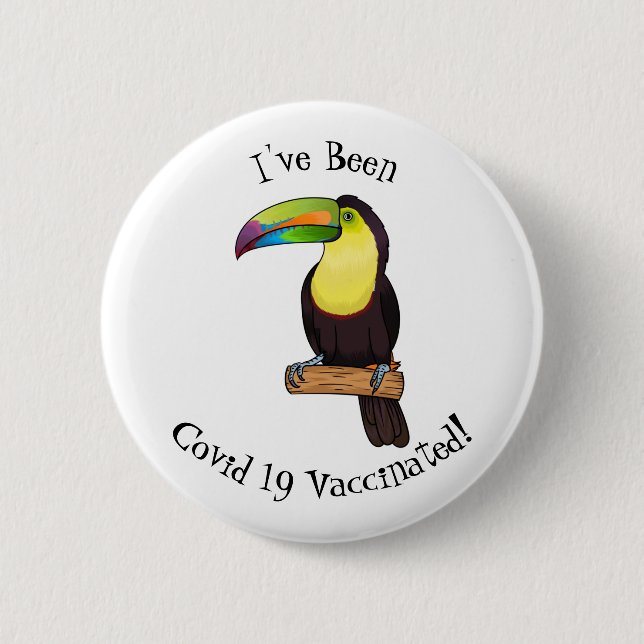 Keel-Blau-Tucan-Cartoon-Abbildung Button (Vorderseite)