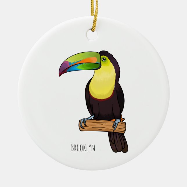 Keel-Blau-Tucan-Cartoon-Abbildung Keramik Ornament (Vorne)