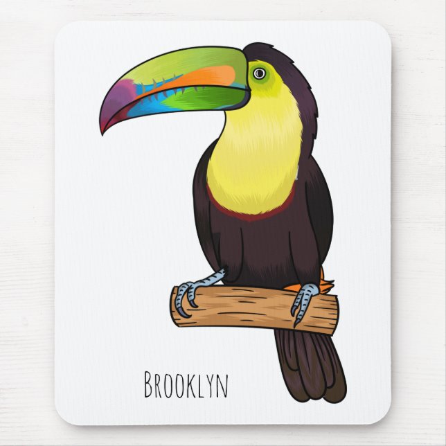 Keel-Blau-Tucan-Cartoon-Abbildung Mousepad (Vorne)