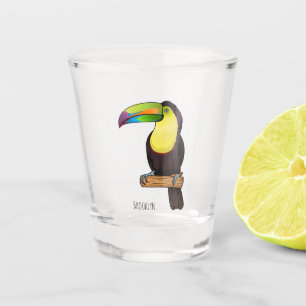 Keel-Blau-Tucan-Cartoon-Abbildung Schnapsglas