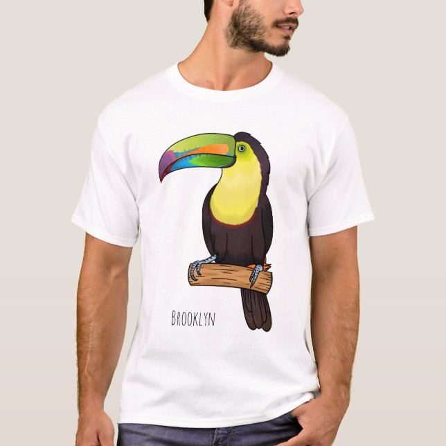 Keel-Blau-Tucan-Cartoon-Abbildung T-Shirt (Vorderseite)