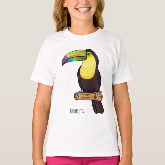 Keel-Blau-Tucan-Cartoon-Abbildung T-Shirt (Vorderseite)