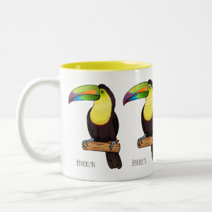 Keel-Blau-Tucan-Cartoon-Abbildung Zweifarbige Tasse