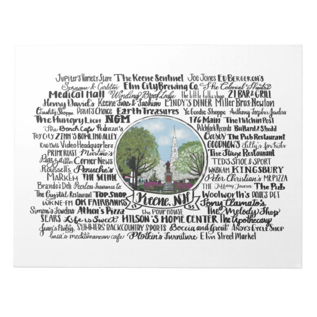 Keene, NH - Now & Then Notizblock (Vorderseite)