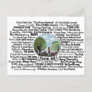 Keene, NH - Now & Then Postkarte