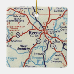 Keene NH Vintage Karte Keramikornament