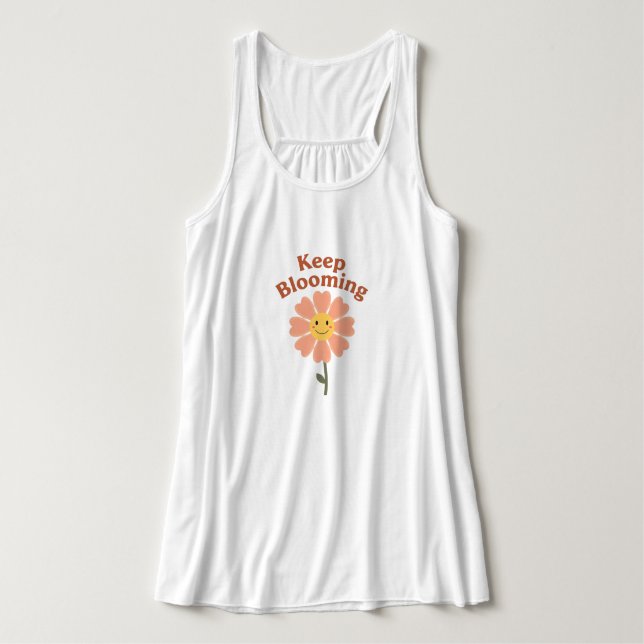 "Keep Blooming" Retro Smiling Flower Tank Top (Design Vorderseite)