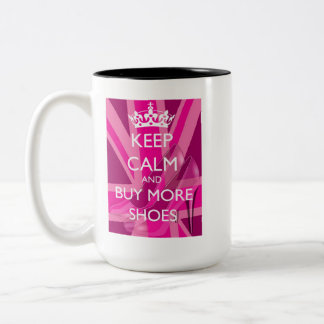 Keep Calm and Buy More Shoes Mug Zweifarbige Tasse