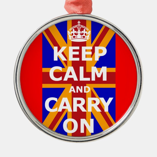 KEEP CALM AND CARRY ON ORNAMENT AUS METALL (Vorne)