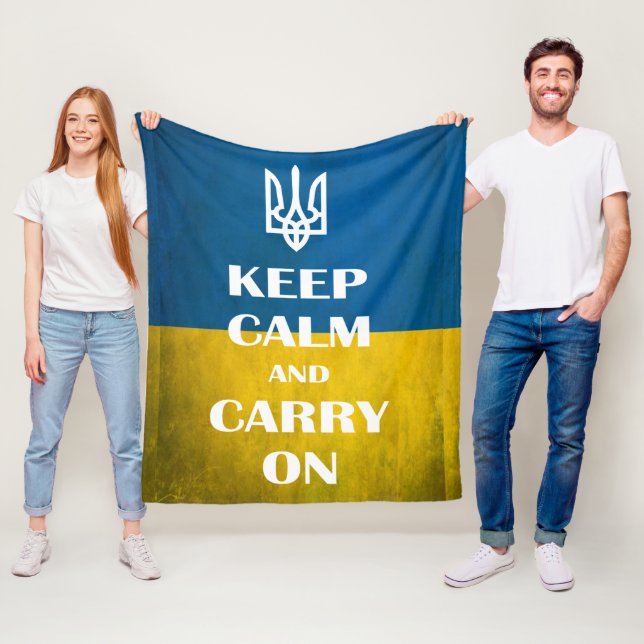 Keep calm and carry on Ukrainian emblem trident  Fleecedecke (Beispiel)
