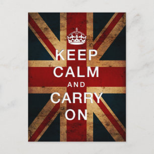 "Keep Calm and Carry On" (Union Jack) Postkarte