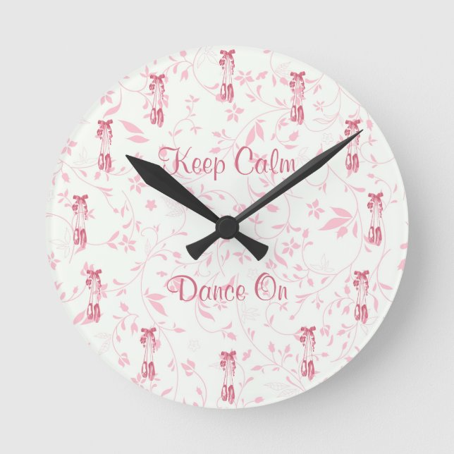 Keep Calm and Dance On Ballet Runde Wanduhr (Vorderseite)
