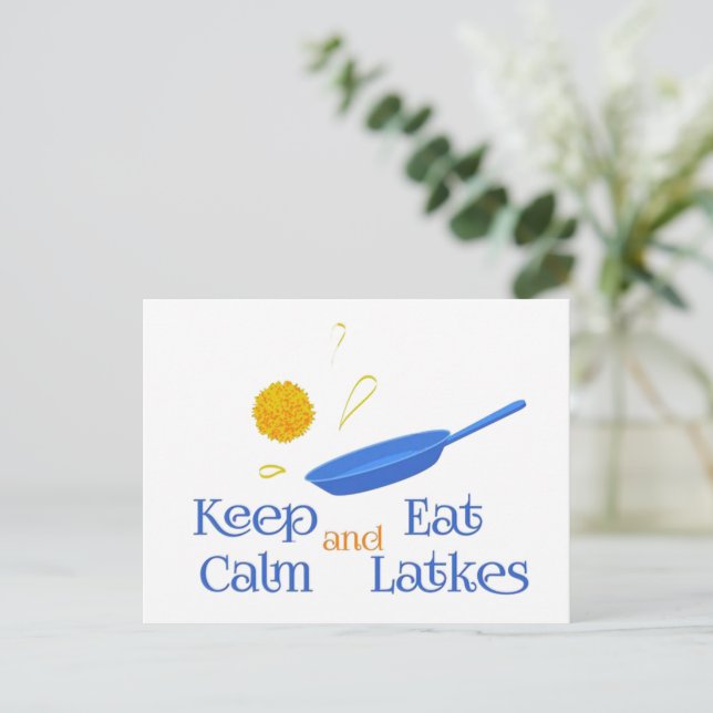 Keep Calm and Eat Latkes Feiertagspostkarte (Stehend Vorderseite)