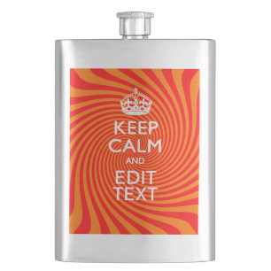 Keep Calm And Have Your Text Orange Swirl Flachmann