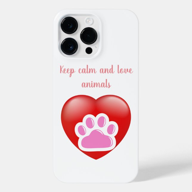 keep calm and love animals phrase iPhone hülle (Rückseite)