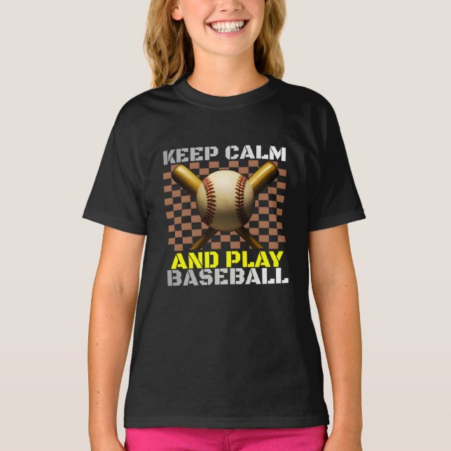 keep calm and play baseball T-Shirt (Vorderseite)