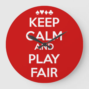 Keep Calm And Play Fair Große Wanduhr