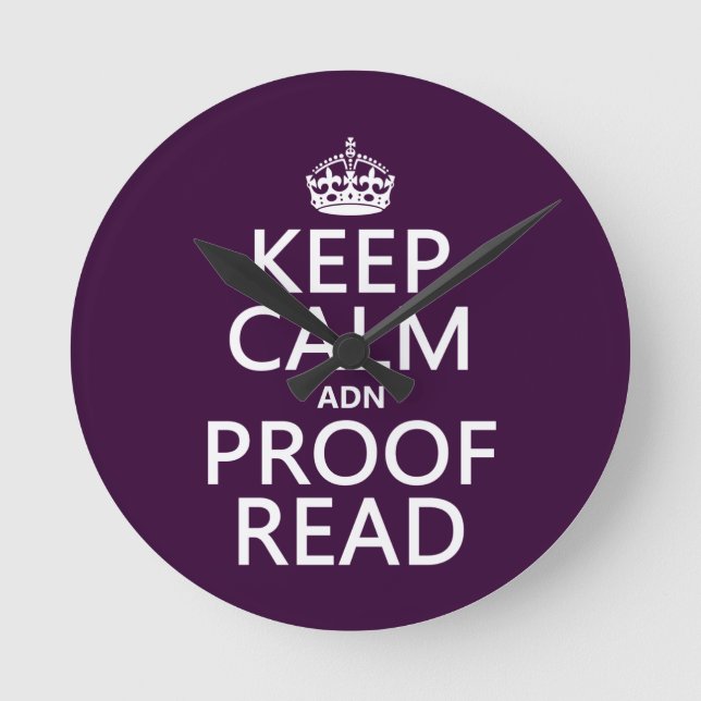 Keep Calm 'and' Profread (DNA) Runde Wanduhr (Vorderseite)
