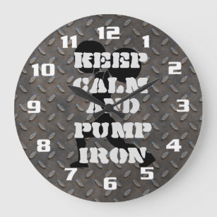 Keep Calm and Pump iron Fitness GYM Große Wanduhr