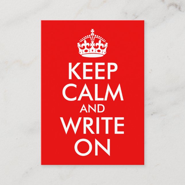 Keep Calm and Write On Visitenkarte (Vorderseite)