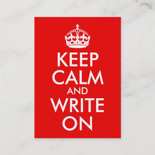 Keep Calm and Write On Visitenkarte (Vorderseite)