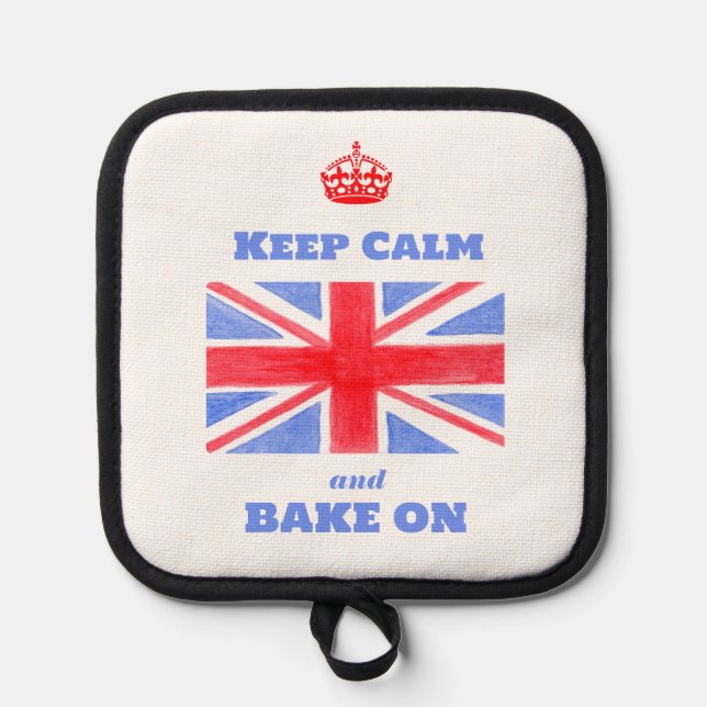 Keep Calm Bake On Union Jack British Flag  Topflappen (Vorderseite)