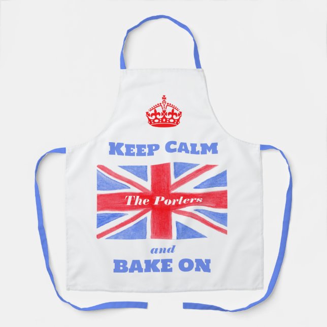 Keep Calm Bake On Union Jack British Flag Unisex A Schürze (Vorderseite)