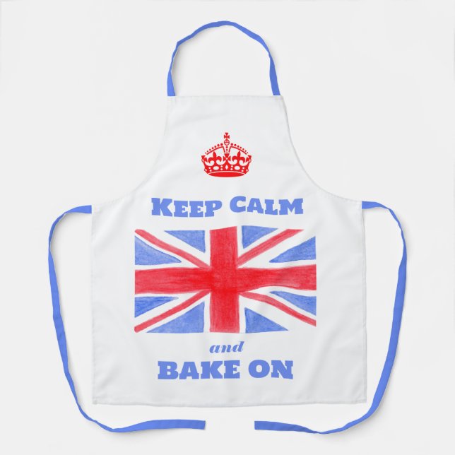 Keep Calm Bake On Union Jack British Flag Unisex Schürze (Vorderseite)