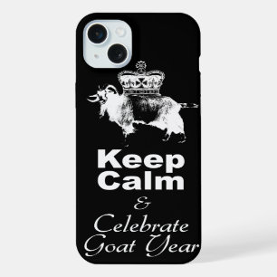 Keep Calm Celebrate Goat Year Schwarze iPhone-Hüll iPhone 15 Plus Hülle