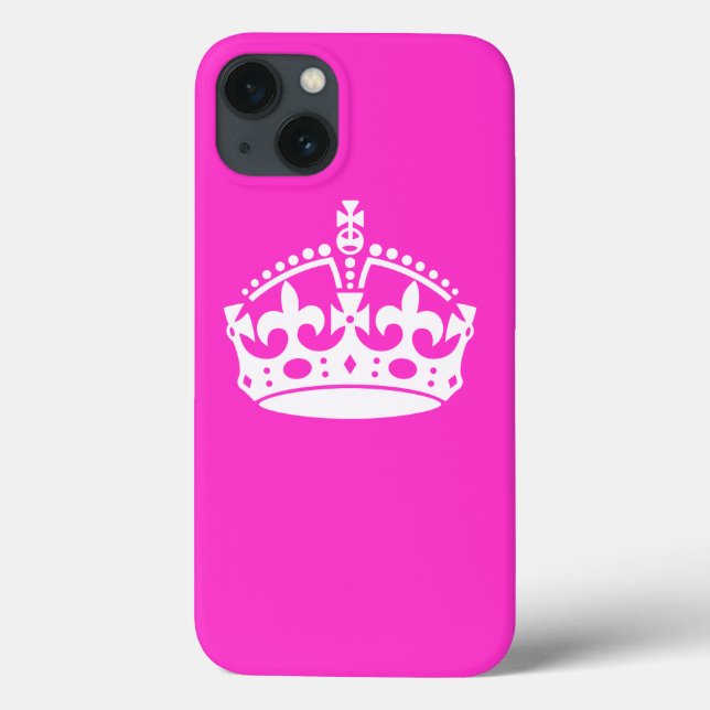 KEEP CALM CROWN on Hot Pink Customize This! Case-Mate iPhone Hülle (Rückseite)